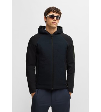 BOSS para hombre. 50528762 Chaqueta de punto con parte delantera acolchada marino (XL), Casual, Poliamida