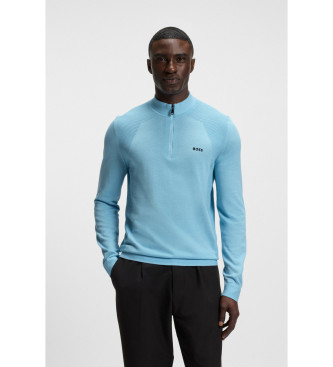 BOSS para hombre. 50541945 Jersey Momentum azul (L), Casual, Deportivo, Poliéster, Manga corta