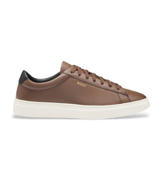 BOSS para hombre. 50536480 Zapatillas de Piel Kieran Tenn marrón (41), Plano, Cordones, Casual