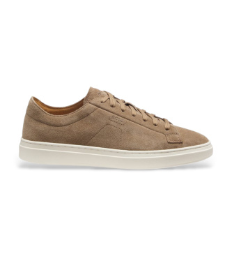 BOSS para hombre. 50563162 Zapatillas con logo grabado beige (45), Plano, Cordones, Casual