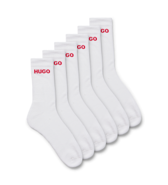 HUGO para hombre. 50510187 Paquete de 6 pares de calcetines cortos con detalle de logo blanco (43-46), Homewear, Algodón