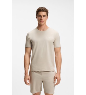 Boss For Man. 50515312 T-shirt Stretch Cotton With Beige Embroidered Logo (L), Casual, Short Sleeve