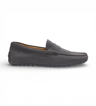 BOSS para hombre. 50541750 Mocasines de Piel Noel gris oscuro (44), Plano, Ninguno, Casual, Fiesta, Clásico