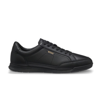 BOSS para hombre. 50552880 Zapatillas de piel Nitan negro (44), Plano, Cordones, Casual