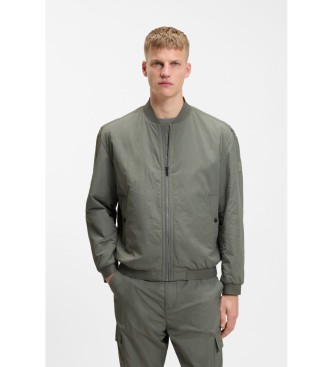 BOSS para hombre. 50555846 Chaqueta Bomber repelente gris (56), Casual, Poliéster, Manga larga