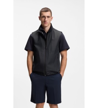 BOSS para hombre. 50554187 Chaleco de tejido multielástico repelente al agua marino (S), Casual, Poliéster