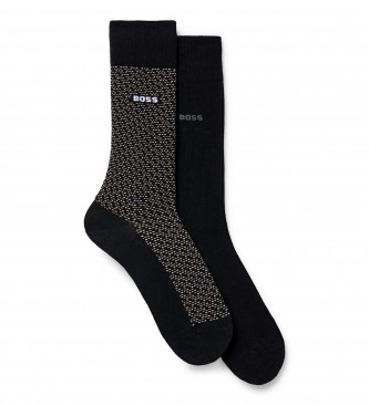 BOSS para hombre. 50491197 Pack 2 Pares de Calcetines Minipatter negro (40-46), Homewear, Algodón