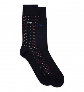 BOSS para hombre. 50491160 Pack 2 Pares de Calcetines Minipattern marino (43-46), Homewear, Algodón