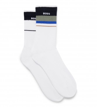 BOSS para hombre. 50491221 Pack 2 Pares de Calcetines Rayas blanco (43-46), Homewear, Algodón