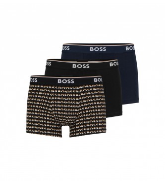 BOSS para hombre. 50495443 Pack 3 Bóxers Power Desig negro, marino (L), Homewear, Algodón