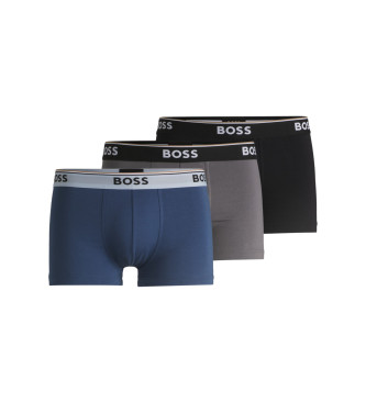 BOSS para hombre. 50531684 Pack 3 Bóxers Power marino, gris, negro (L), Homewear, Algodón