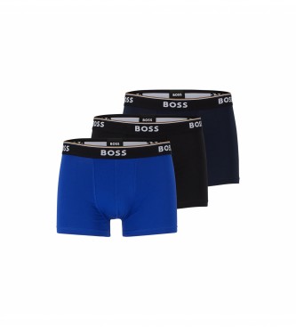 BOSS para hombre. 50489612 Pack 3 Bóxers Power marino, negro, azul (L), Homewear, Algodón