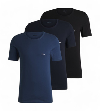 BOSS para hombre. 50532468 Pack 3 Camisetas Classic marino, negro (L), Homewear, Algodón, Manga corta