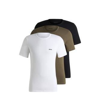 BOSS para hombre. 50532468 Pack 3 Camisetas Classic verde, negro, blanco (L), Homewear, Algodón, Manga corta