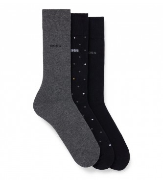 BOSS para hombre. 50495979 Pack 3 Pares de Calcetines Gift Set negro, gris (40-46), Homewear, Algodón
