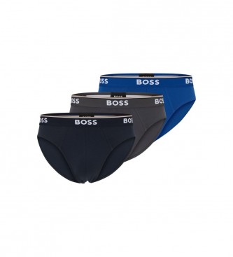 BOSS para hombre. 50475273 Pack 3 Slips Power Azul, Marino, Gris (XXL), Homewear, Algodón