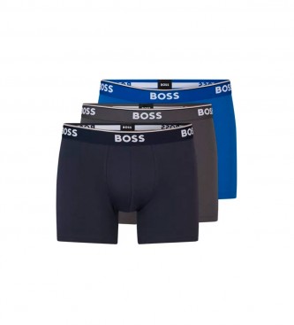 BOSS para hombre. 50475282 Pack de 3 boxers logotipo azul. gris, marino (M), Casual, Homewear, Algodón