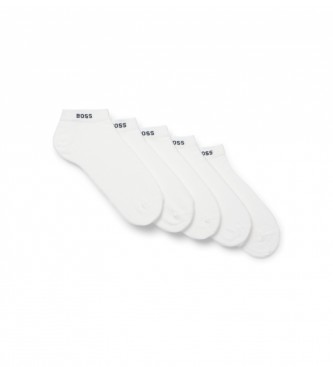 BOSS para hombre. 50493197 Pack de 5 calcetines tobilleros blanco (39-42), Homewear, Algodón