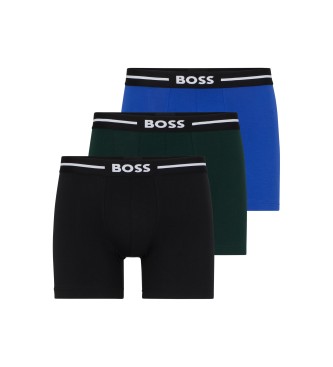 BOSS para hombre. 50489608 Pack 3 Bóxers Bold negro, azul (L), Homewear, Verde, Algodón, Sostenible