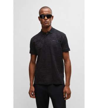 BOSS para hombre. 50533239 Polo Paddy HexaQuilt negro (S), Casual, Algodón, Manga corta