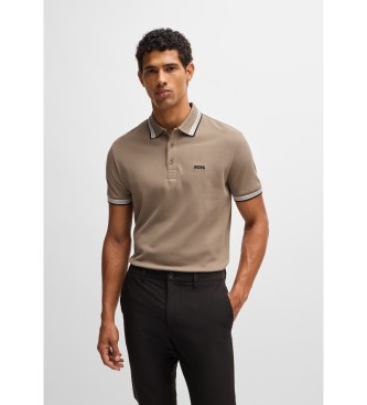 BOSS para hombre. 50469055 Polo Paddy de piqué marrón (XL), Casual, Algodón, Manga corta