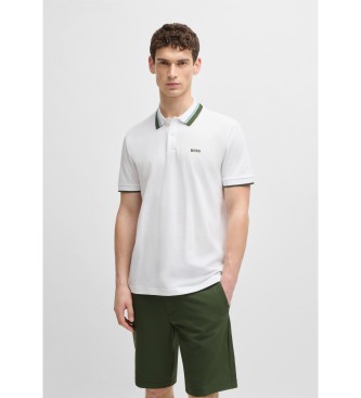 BOSS para hombre. 50538101 Polo Paddy activo con rayas en contraste blanco (5XL), Casual, Algodón, Manga corta