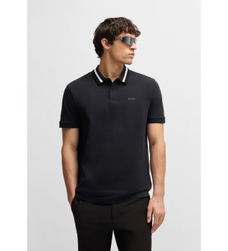 BOSS para hombre. 50538101 Polo Paddy activo con rayas en contraste marino (S), Casual, Algodón, Manga corta