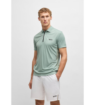 BOSS para hombre. 50538123 Polo Paddytech Pro blanco (S), Casual, Deportivo, Verde, Multideporte, Poliéster, Manga corta