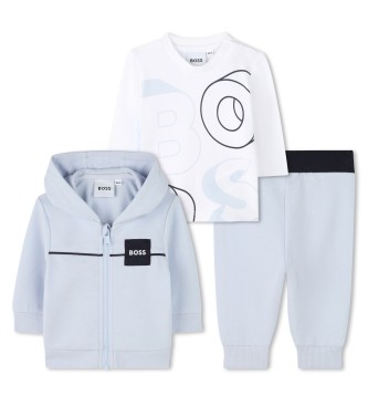 BOSS unisex para niños. J52527 Set 3 piezas Marca azul (3meses= 60cm), Casual, Algodón, Manga larga, moda infantil