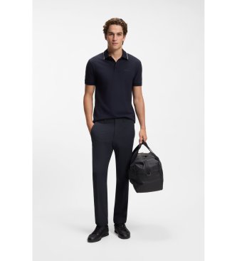 BOSS Pantalón regular fit de tejido elástico repelente al agua marino