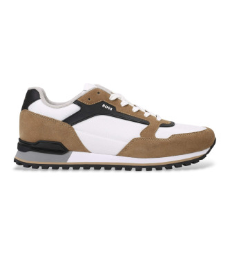 BOSS para hombre. 50523221 Zapatillas de Piel Parkour blanco (40), Plano, Cordones, Casual