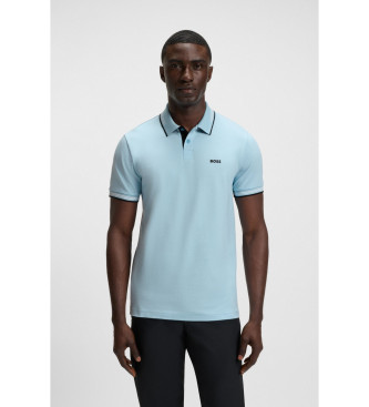 BOSS para hombre. 50506193 Polo Paul azul pastel (L), Casual, Algodón, Manga corta