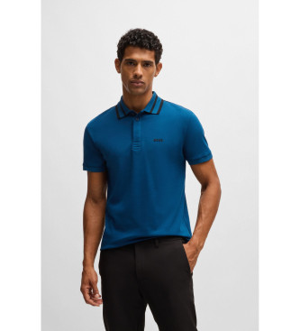 BOSS para hombre. 50525172 Polo Paule azul (M), Casual, Algodón, Manga corta