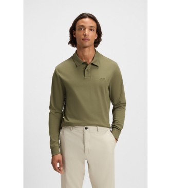 BOSS para hombre. 50527525 Polo Interlock verde (L), Casual, Algodón, Manga larga