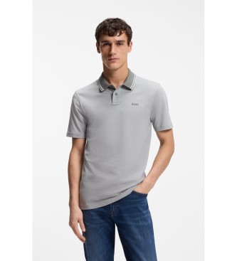 BOSS para hombre. 50507814 Polo Piqué con logo gris (XXL), Casual, Algodón, Manga corta