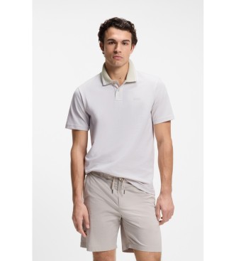 BOSS para hombre. 50507814 Polo de piqué con logo estampado gris (S), Casual, Algodón, Manga corta
