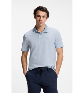 BOSS para hombre. 50507814 Polo Piqué de algodón con logo estampado azul (3XL), Casual, Manga corta