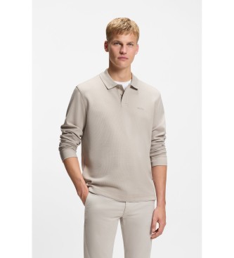 BOSS för män. 50520710 Polo Grid Structure beige (XXL), Casual, Bomull, Lång ärm