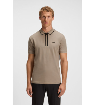 BOSS para hombre. 50537489 Polo Philix Tape marrón (M), Casual, Poliéster, Manga corta