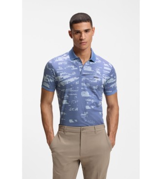 BOSS para hombre. 50558583 Polo Active slim fit azul (M), Casual, Poliéster, Manga corta