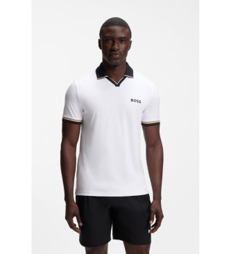 BOSS para hombre. 50559200 Polo Active slim fit blanco (S), Casual, Deportivo, Multideporte, Poliéster, Manga corta