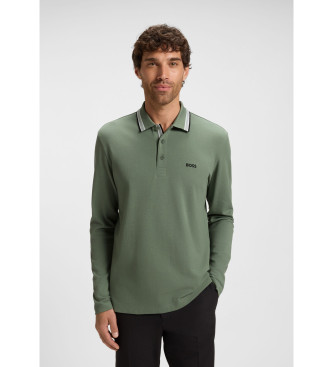 BOSS para hombre. 50536609 Polo Plisy verde (L), Casual, Algodón, Manga larga