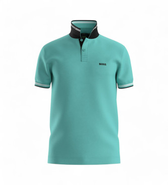 BOSS para hombre. 50506193 Polo Paul turquesa (M), Casual, Algodón, Manga corta