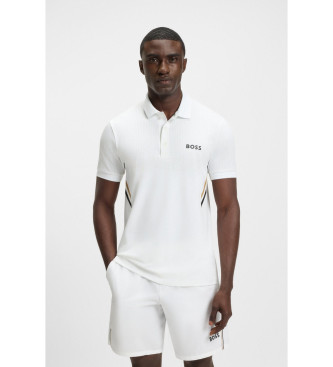 BOSS para hombre. 50543349 Polo Paule blanco (S), Deportivo, Multideporte, Manga corta, Poliéster Reciclado, Sostenible
