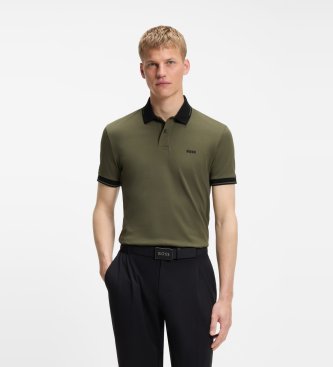 BOSS para hombre. 50564688 Polo Paule verde oliva