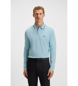 BOSS para hombre. 50536609 Polo Plisy azul (L), Casual, Algodón, Manga larga