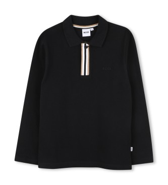 BOSS unisex para niños. J52333 Polo Elegant negro (6años= 114cm), Casual, Algodón, Manga larga, moda infantil