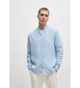 BOSS para hombre. 50489339 Camisa Race azul (L), Casual, Lino, Clásico, Manga larga