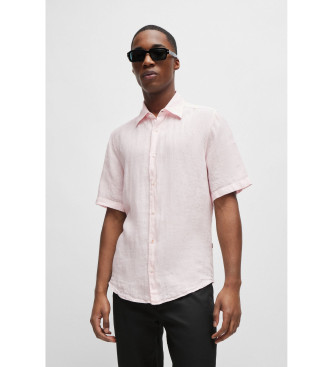 BOSSvoor mannen. 50489345 Rash shirt roze (XL), Casual, Katoen, Korte mouwen
