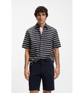 BOSS para hombre. 50559628 Camisa Regular Fit popelín estampado marino (M), Casual, Algodón, Manga corta